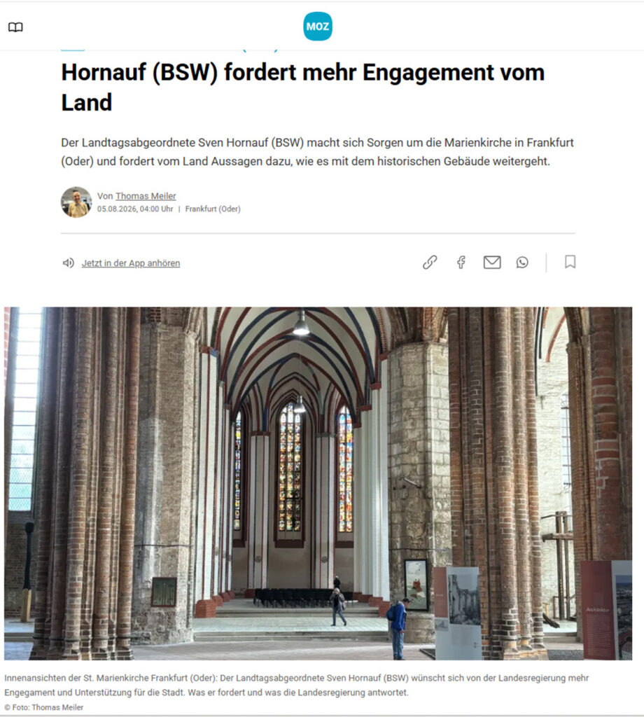 Artikel in der Märkischen Oderzeitung